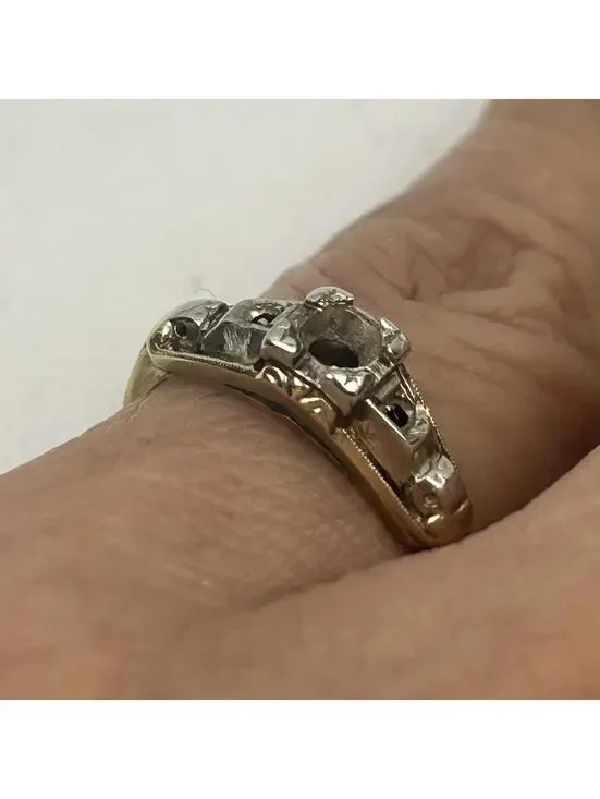 Granat Bros 14k Yellow Gold Engagement Ring Setting Mounting 1.84 Grams NO STONE - Picture 15 of 16